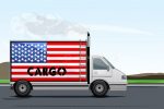 Cargo Truck with USA Flag and Text